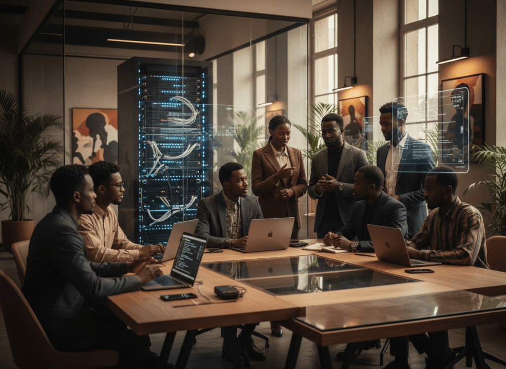 Black technologists and entrepreneurs collaborating around digital infrastructure
